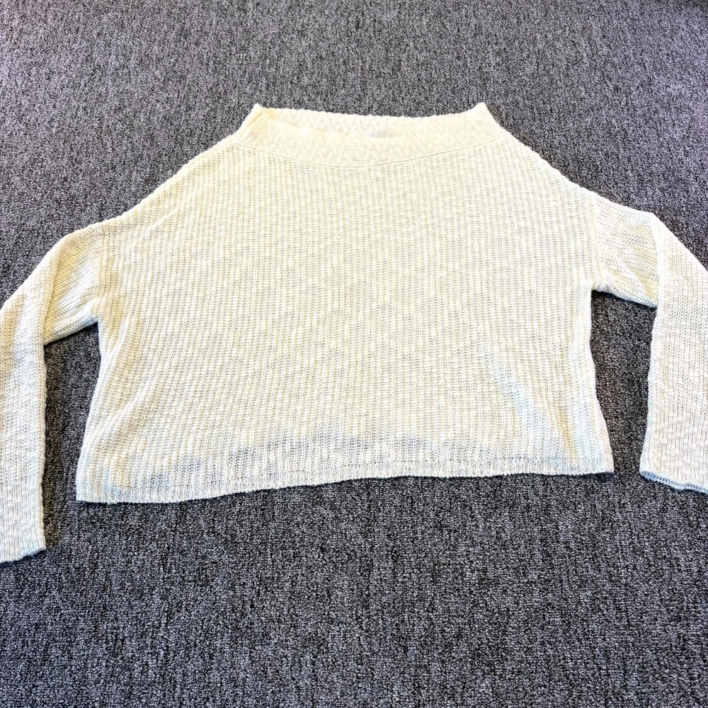 Charlie O. By Kinnucan's Cropped Sweater Womens Medium Cream Textured Knit Warm